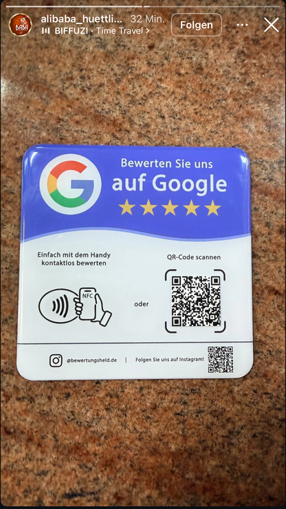 Bewertungsheld Premium — Google-Bewertungsschild, fertig eingerichtet